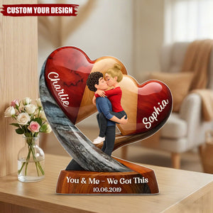 Couple Heart You & Me We Got This - Personalized Acrylic Block Plaque - Anniversary, Valentine's Day Gift