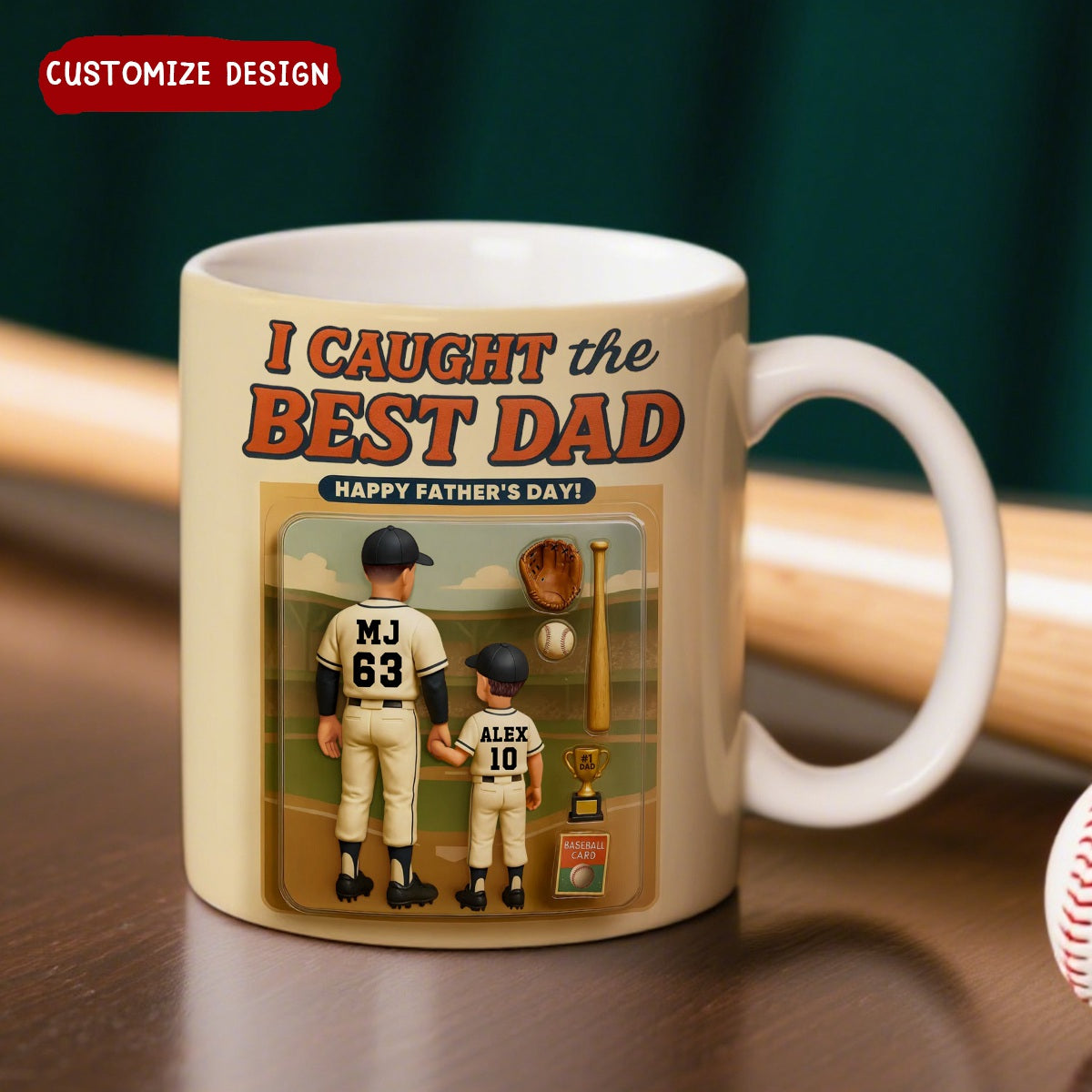 We Caught the Best Dad Baseball Personalized Mug, Father's Day Gift for Dad