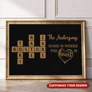 Family Whole Lot Of Love Crossword Puzzle Art - Personalized Horizontal Poster - Gift For Family Members, Mom and Dad