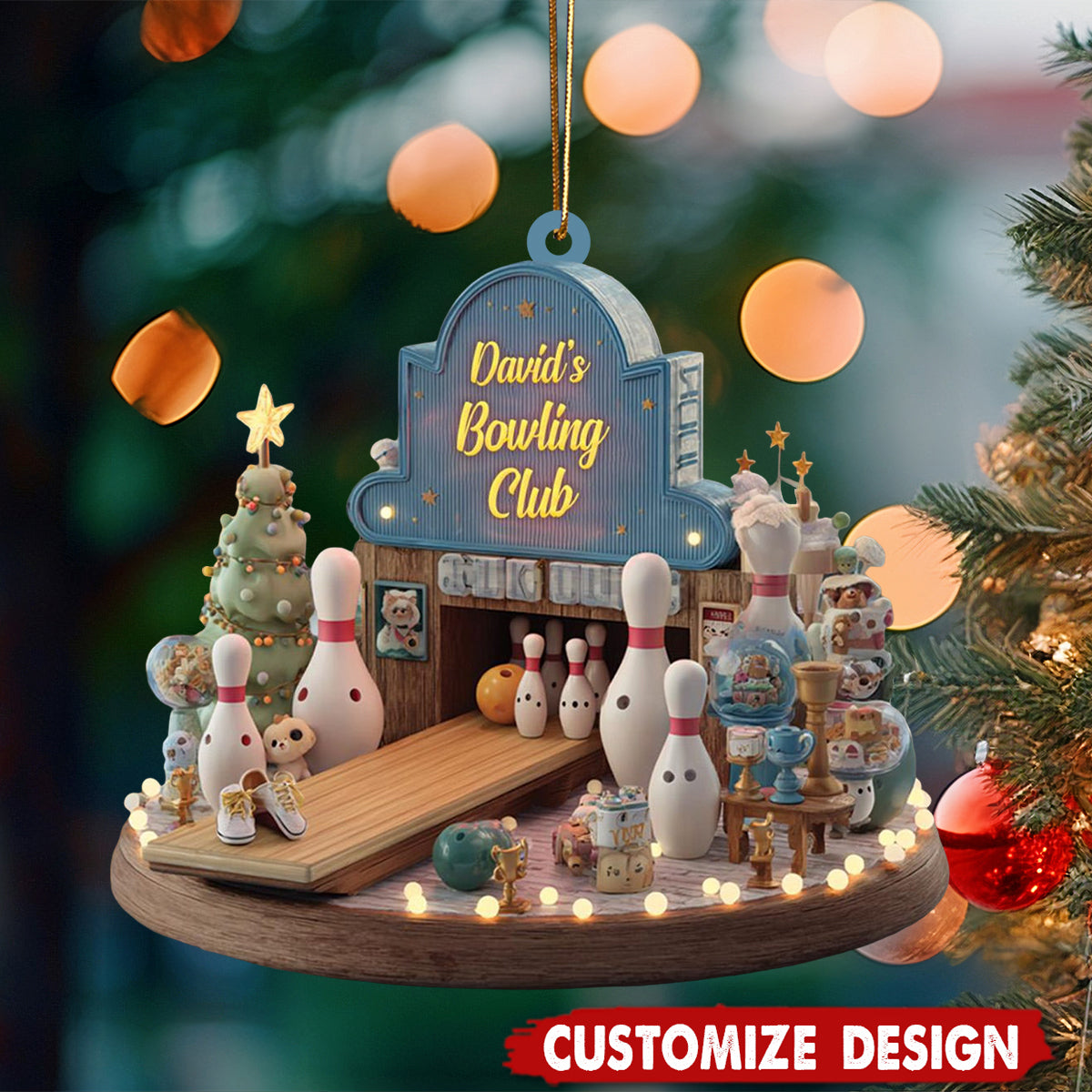Personalized Bowling Ornament: Custom Name Christmas Decoration