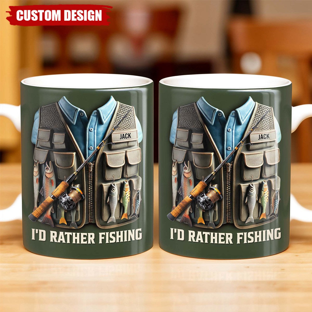 I'd Rather Be Fishing - Personalized Mug, Gift For Fishing Enthusiasts