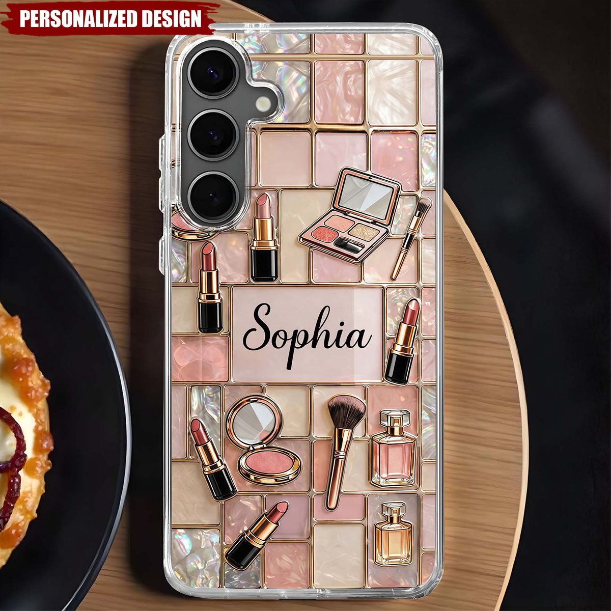 Celebrate Your Unique Style With Cosmetics And Chic Tiles-Personalized Makeup Lovers Phone Case