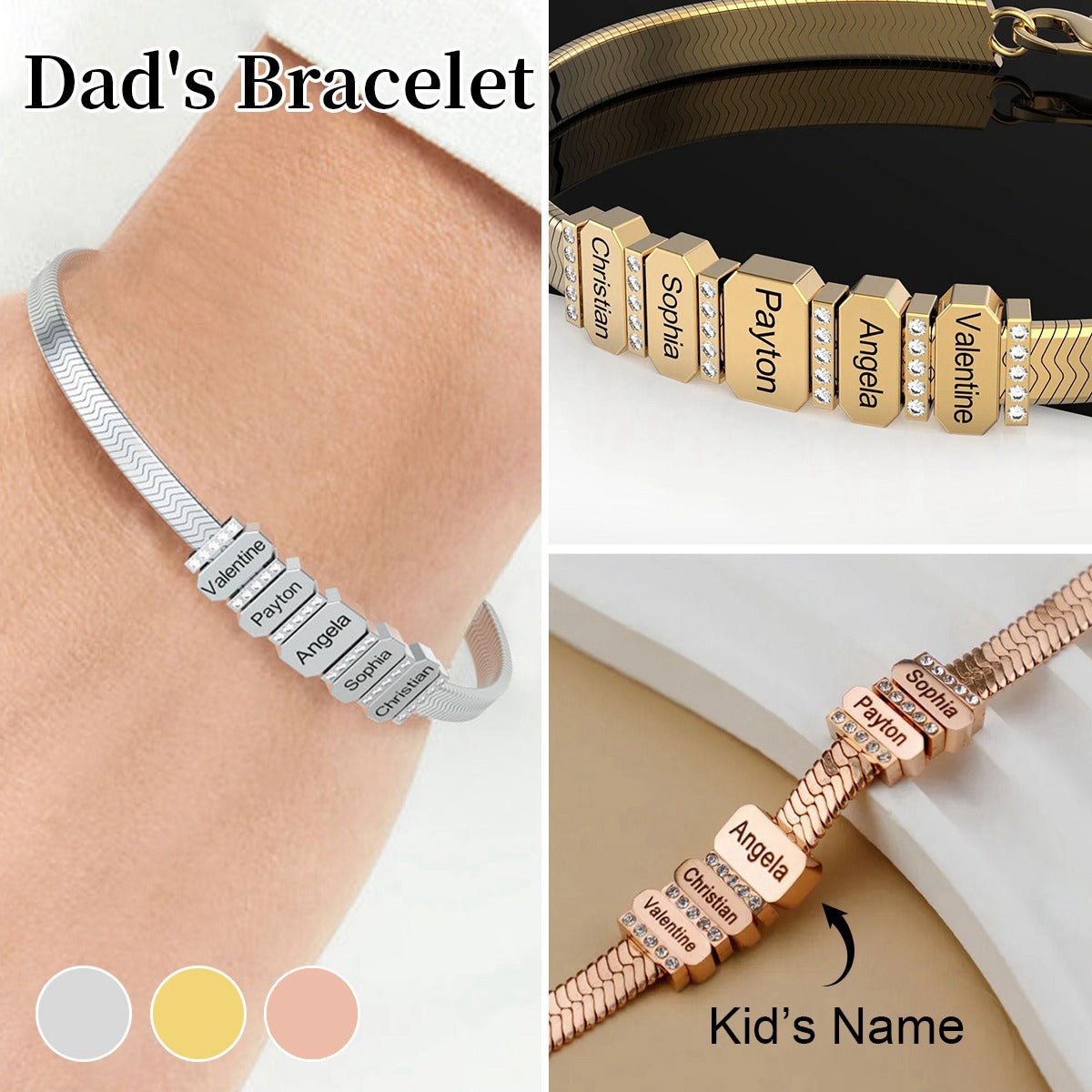 Personalised Flex Snake Chain Man's Bracelet-Gift for Dad/Grandpa