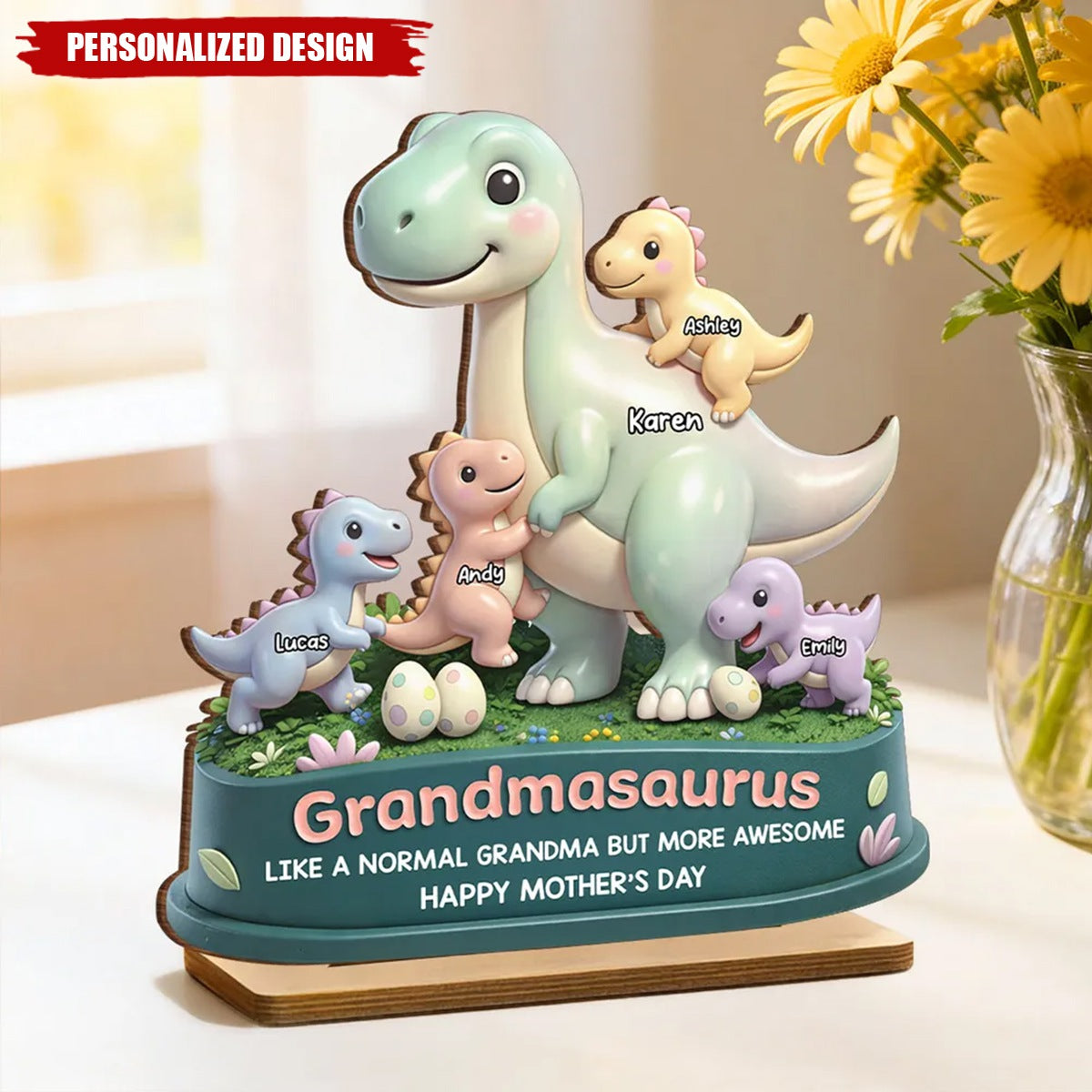 Personalized Mamasaurus More Awesome Wooden Plaque-Sentimental Mother's Day Gift for Mom, Wife