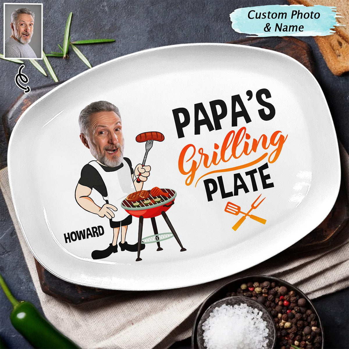 Daddy's Grilling Plate - Personalized Photo Plate