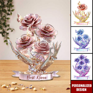 Personalized Mother Shaped Acrylic Plaque-Beautiful Roses Gift For Mom, Grandma