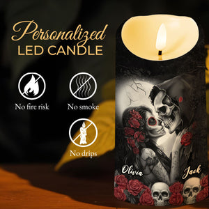 I Choose You, Skulls and Roses, LED Candle, Gift for Spouse and Partner