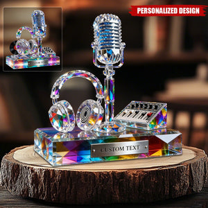 Personalized Stained Glass Microphone And Headphone Acrylic Plaque