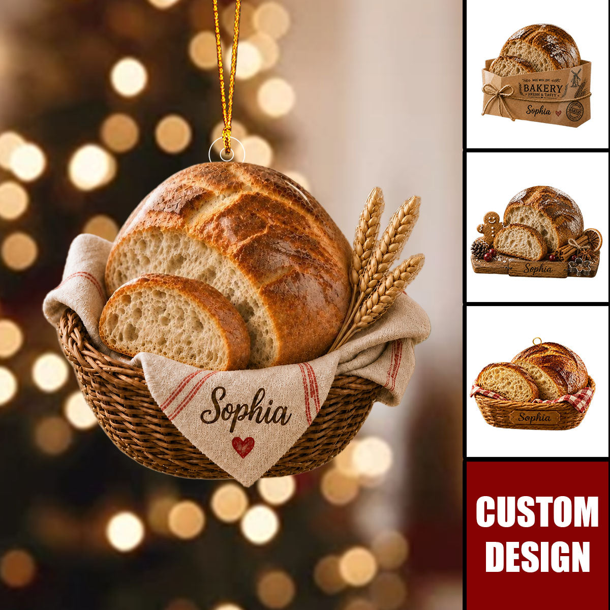 Personalized Sourdough Bread Ornament,Bakery Ornament For Grandma