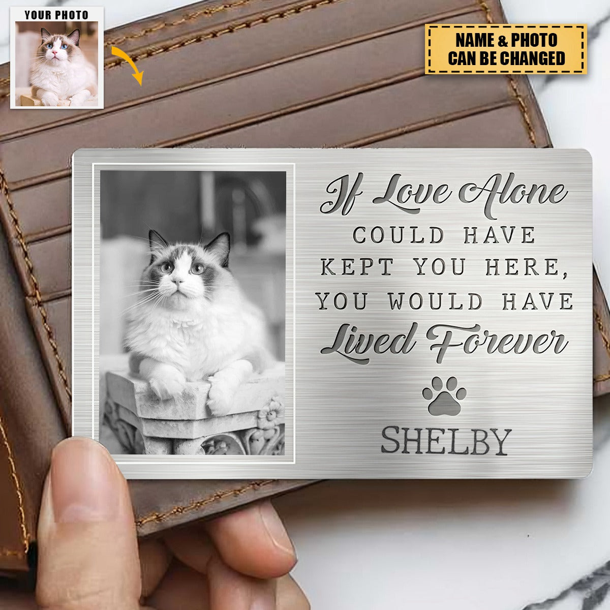 Custom Photo My Pawprints May No Longer Be In Your House - Memorial Personalized Aluminum Wallet Card - Sympathy Gift For Pet Owners, Pet Lovers