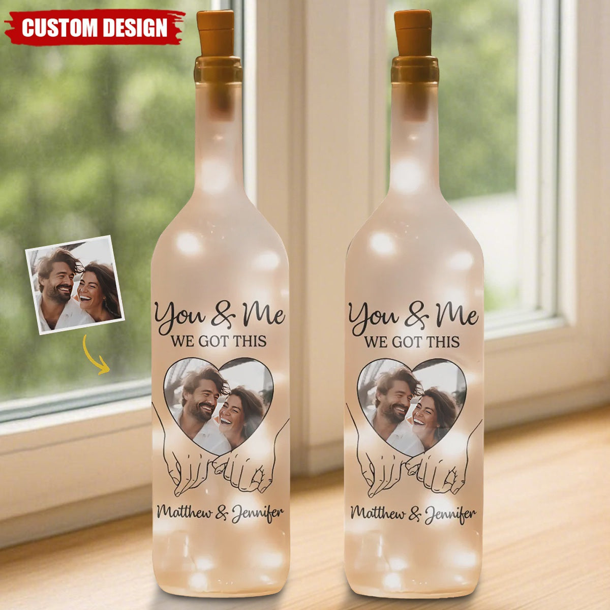 Personalized Anniversary Wedding Bottle Lamp - Gifts For Husband And Wife, Him And Her