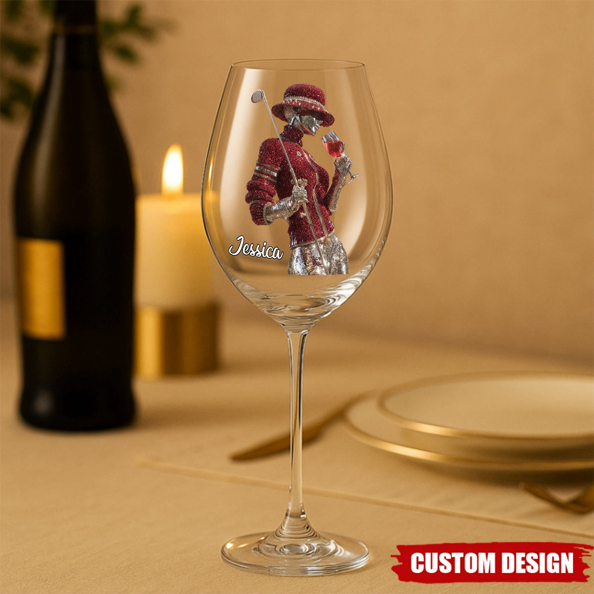 Golf And Wine - Personalized Golf Wine Glass With Long Stem