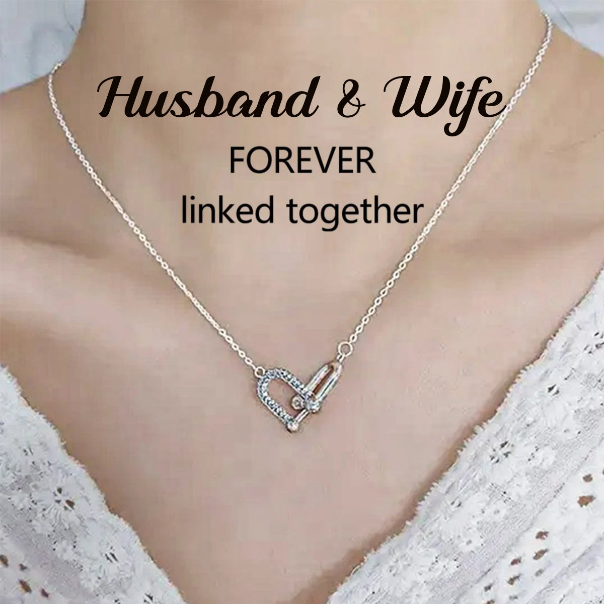 Husband & Wife Interlocking Horseshoe Buckle Necklace