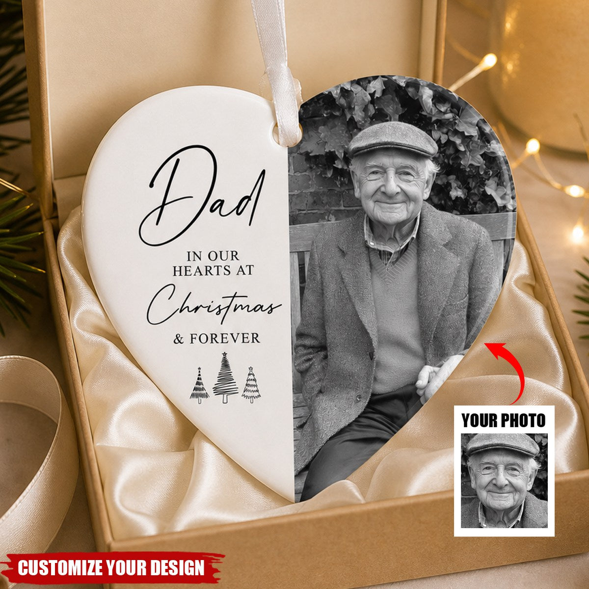 Personalised Memorial Ceramic Heart Christmas Ornament, Remembrance Decoration