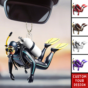 Personalized Acrylic Diver Car Ornament, Custom Scuba Diving Decoration