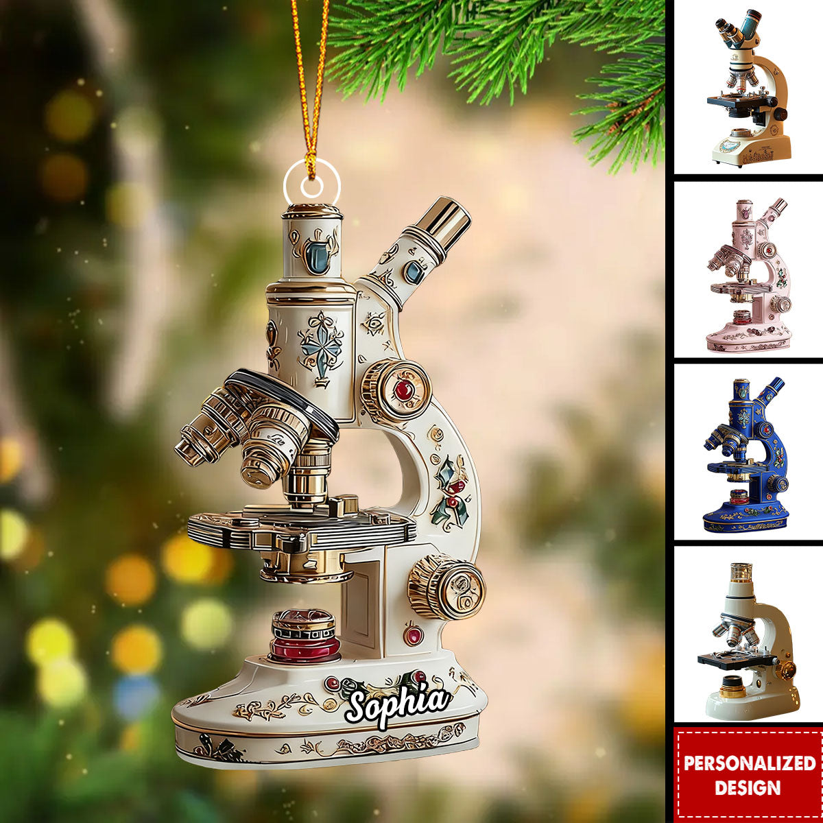Personalized Microscope Christmas Ornament Gift For Lab Lovers