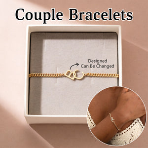Personalized Couple Two Initial Bracelet-Anniversary Gifts