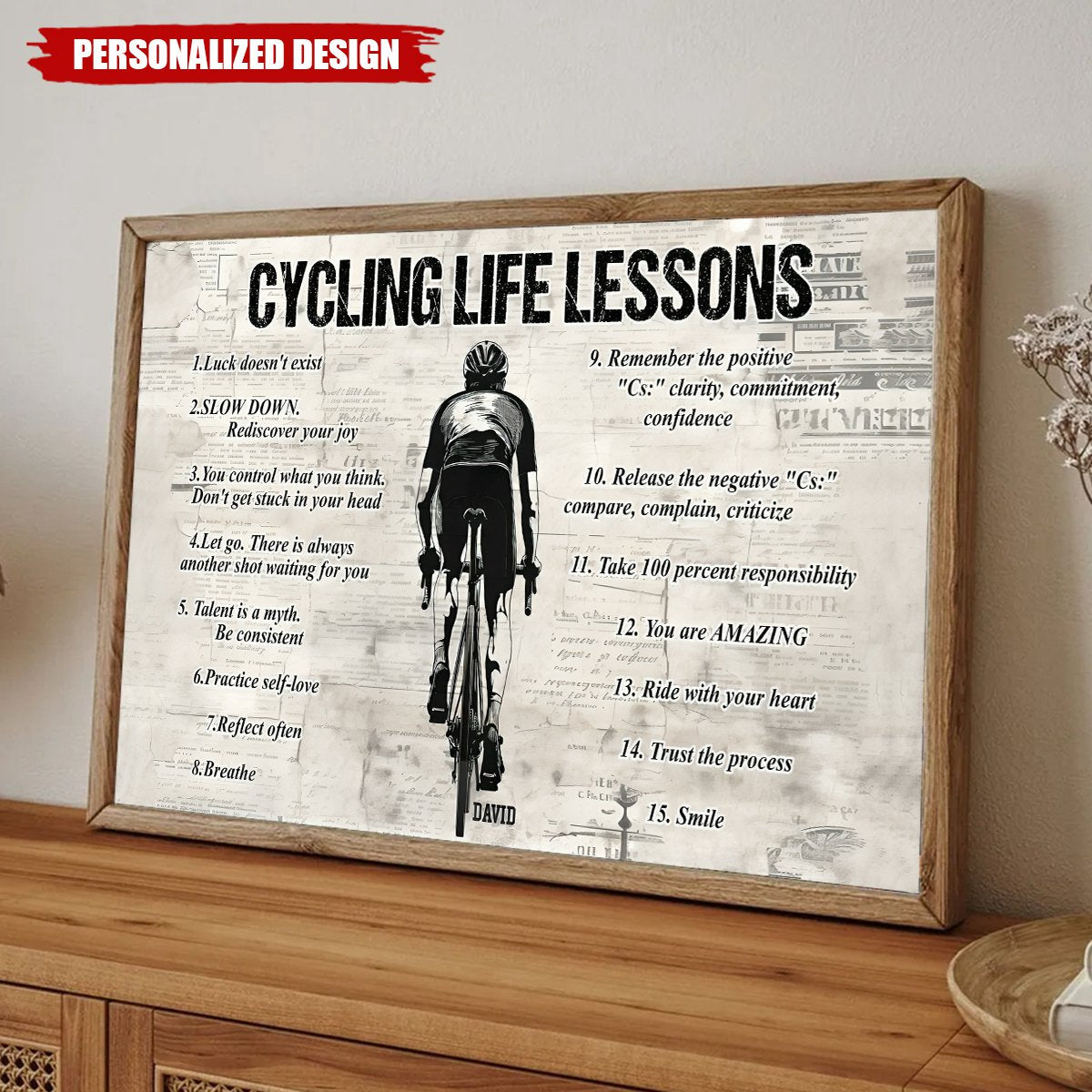 Personalized Cycling Life Lessons Poster