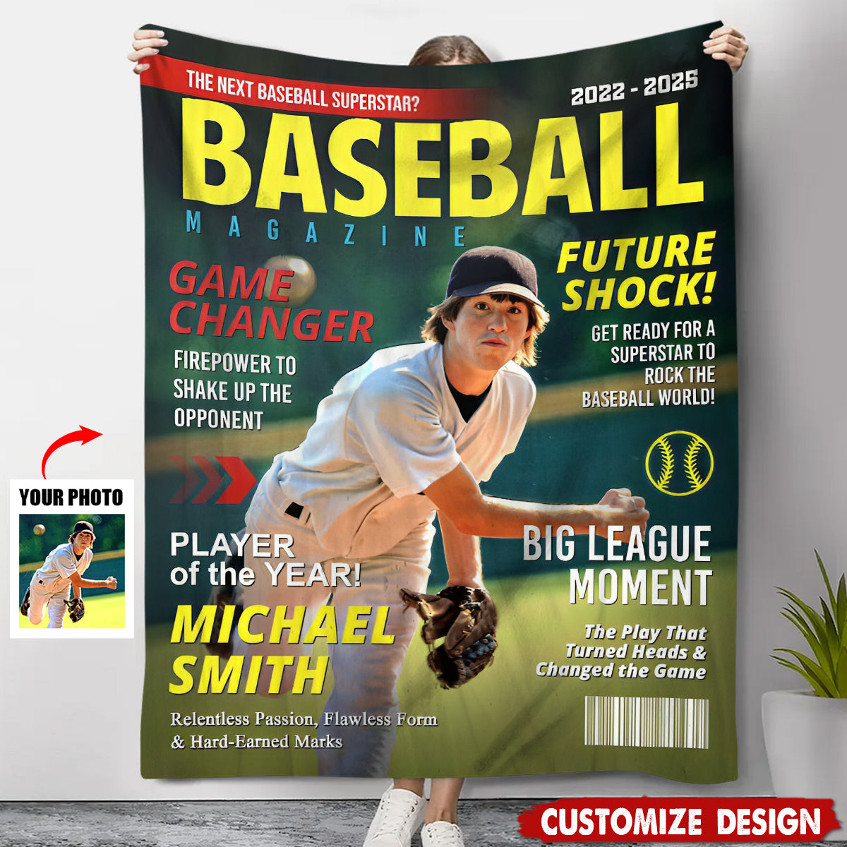 Personalized Baseball Magazine Cover Blanket - Gifts for Baseball Lovers