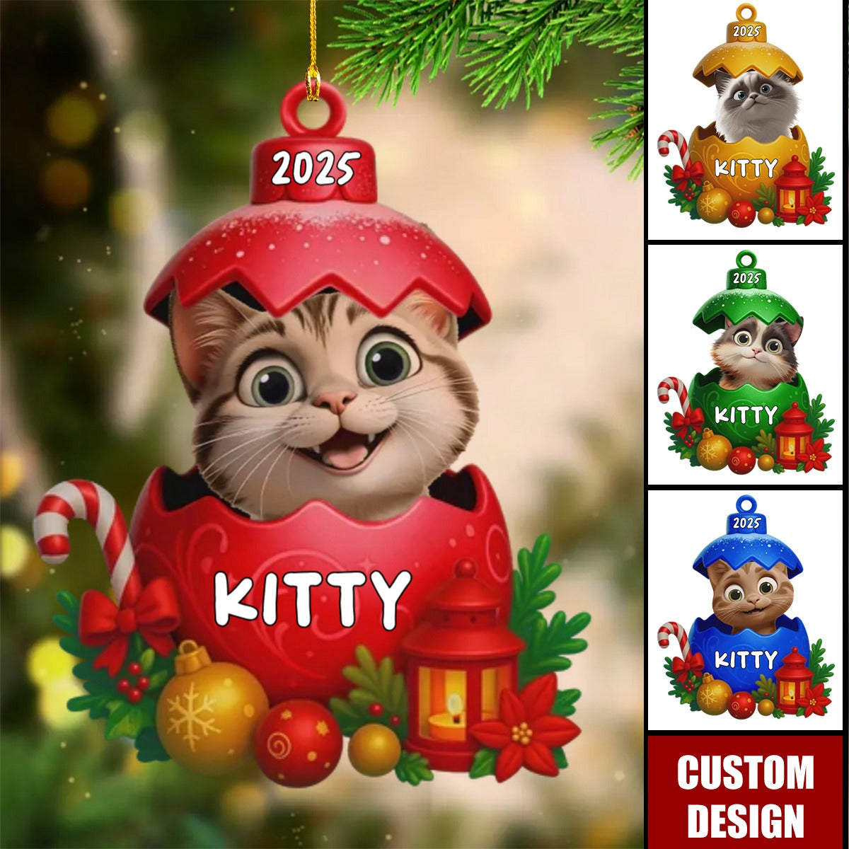 Custom Acrylic Ornament - Personalized Christmas Birthday Gifts For Cat Lovers, Cat Owners