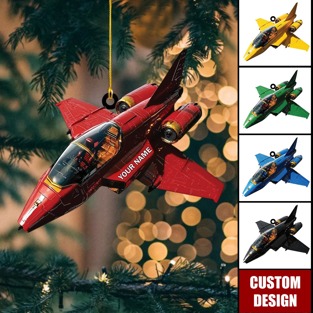 Personalized Fighter Jet Christmas Ornament- Military Pilot Gift