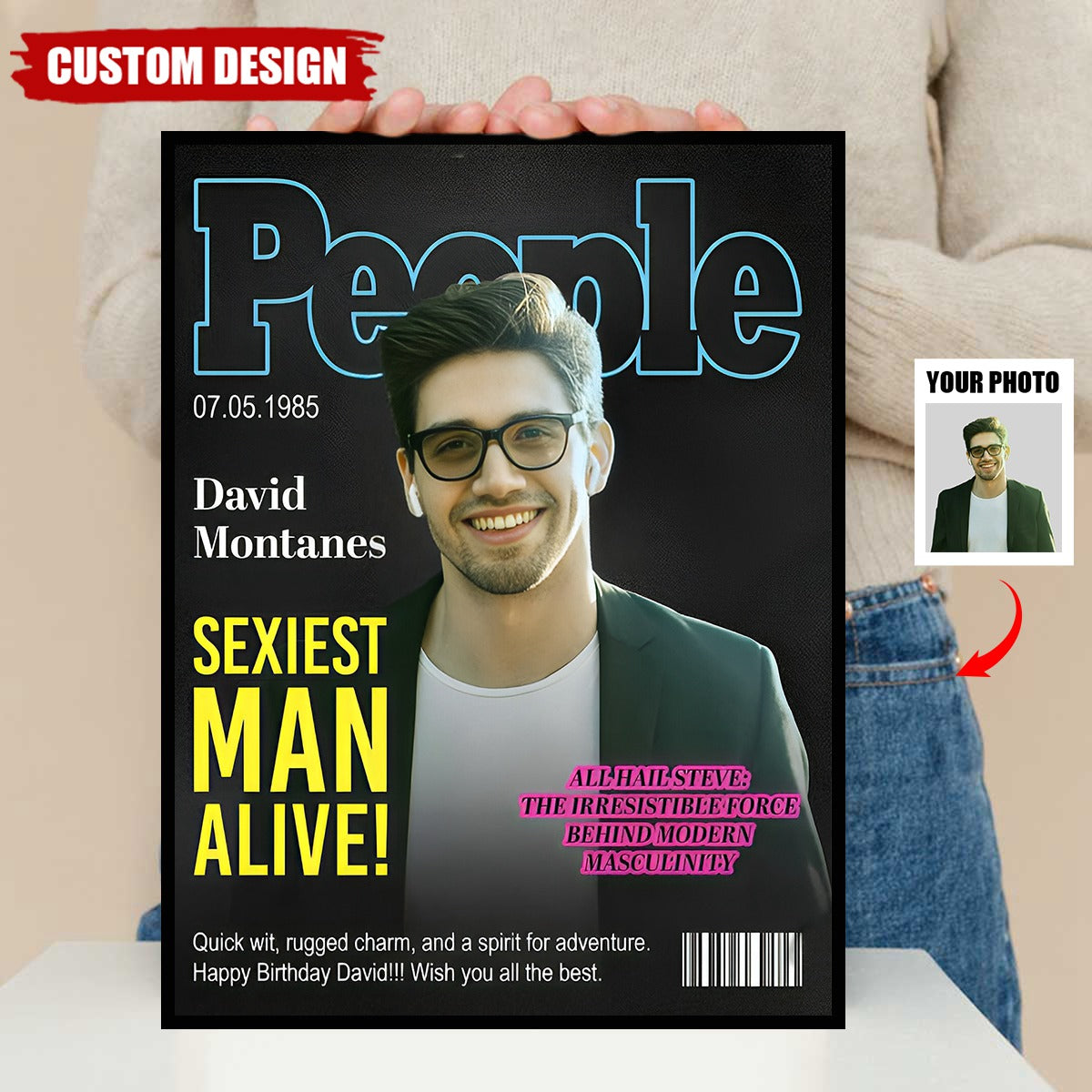 People Magazine Cover Gift, Sexiest Man Alive Gift, Custom Man Photo Canvas, Gift for Boyfriend, Husband, Birthday Gift, Gift For Him