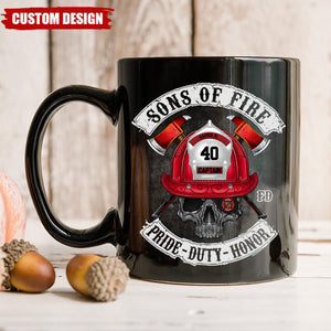 Sons of Fire Pride Duty Honor Personalized Mug, Gift For Fireman