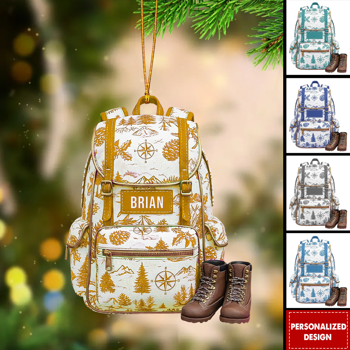 Personalized Backpack Christmas Ornament-Gift for Traveler