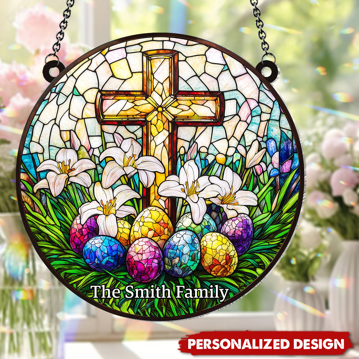 He Is Risen-Personalized Window Hanging Suncatcher Ornament