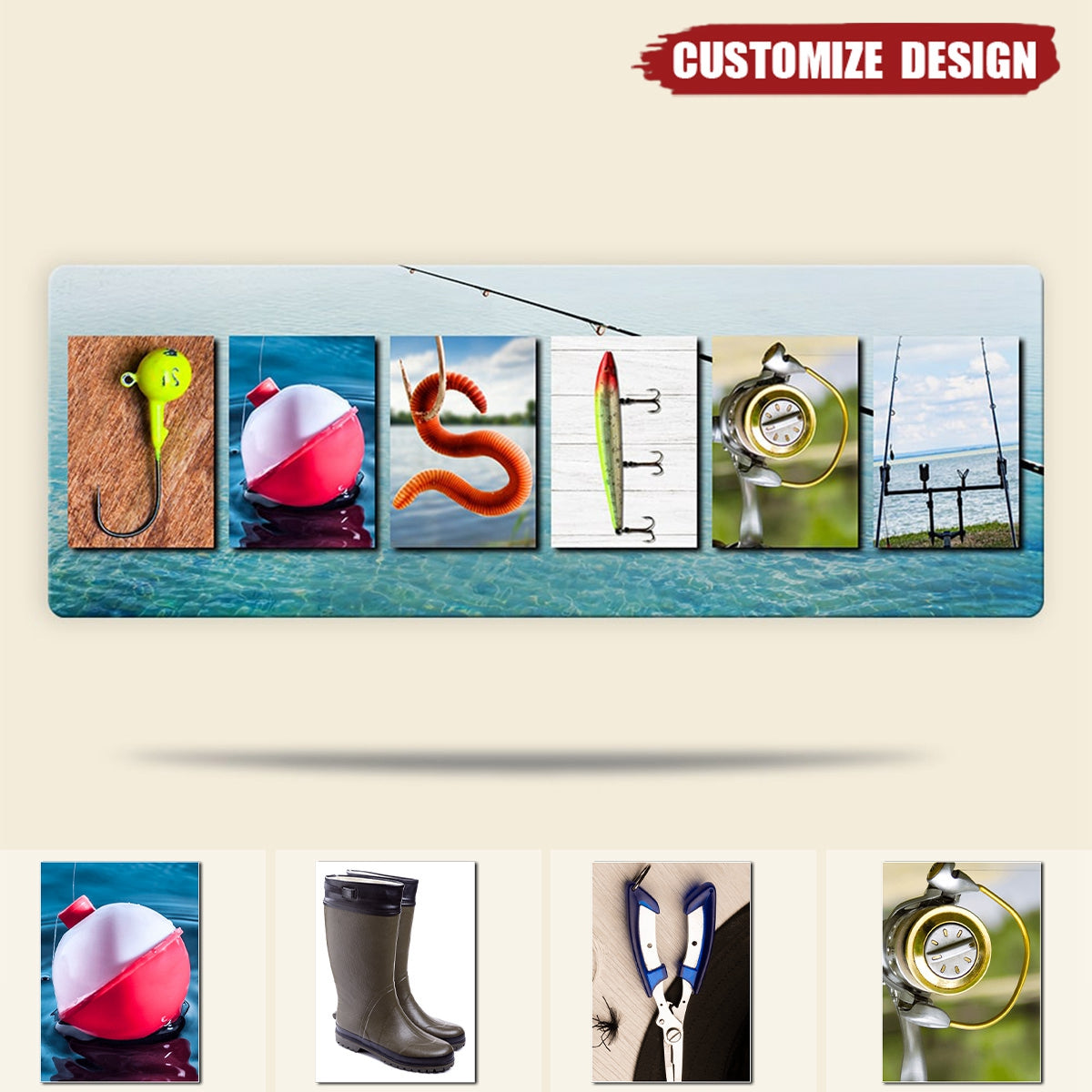 Personalized Name Art Metal Sign - Gift For Fishing Lovers