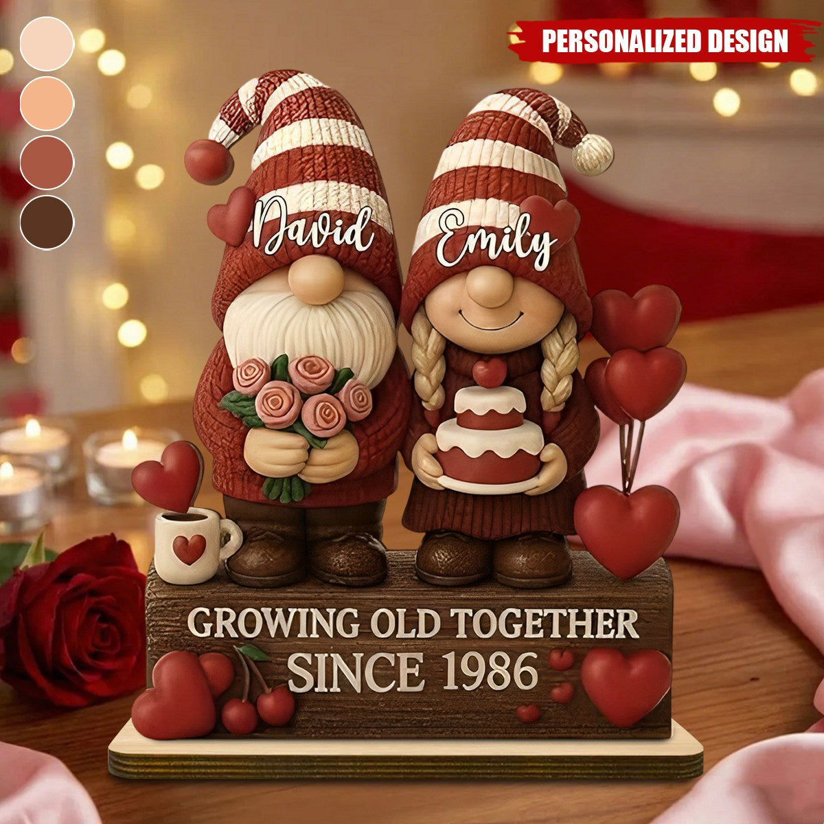 Personalized Growing Old Together Couple Plaque | Standing Wood Sign, Gift For Couples And Grandparents