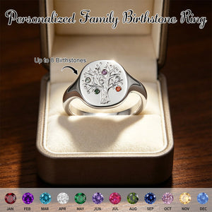 Personalized 1-8 Birthstone Family Tree Ring-Birthday Mother's Day Gift for Mom Grandma