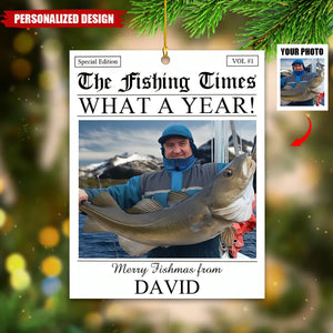 Custom Fishing Photo Ornament-Christmas Gift For Fishing Lover