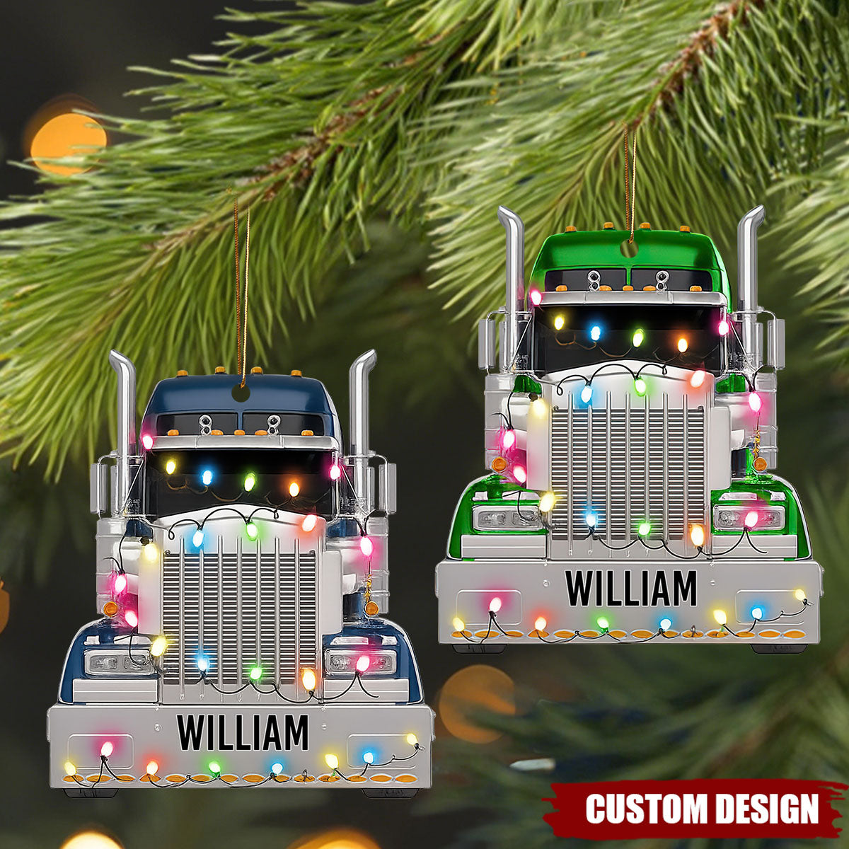 Celebrate The Holidays With Festive Truck Decorations, Personalized Custom Acrylic Ornament, Gift For Truck Drivers
