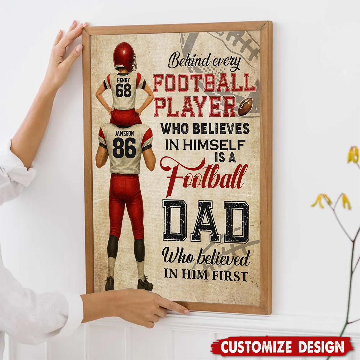 Personalized American Football Dad Son Poster - Birthday,Father's Day Gift For American Football Lovers