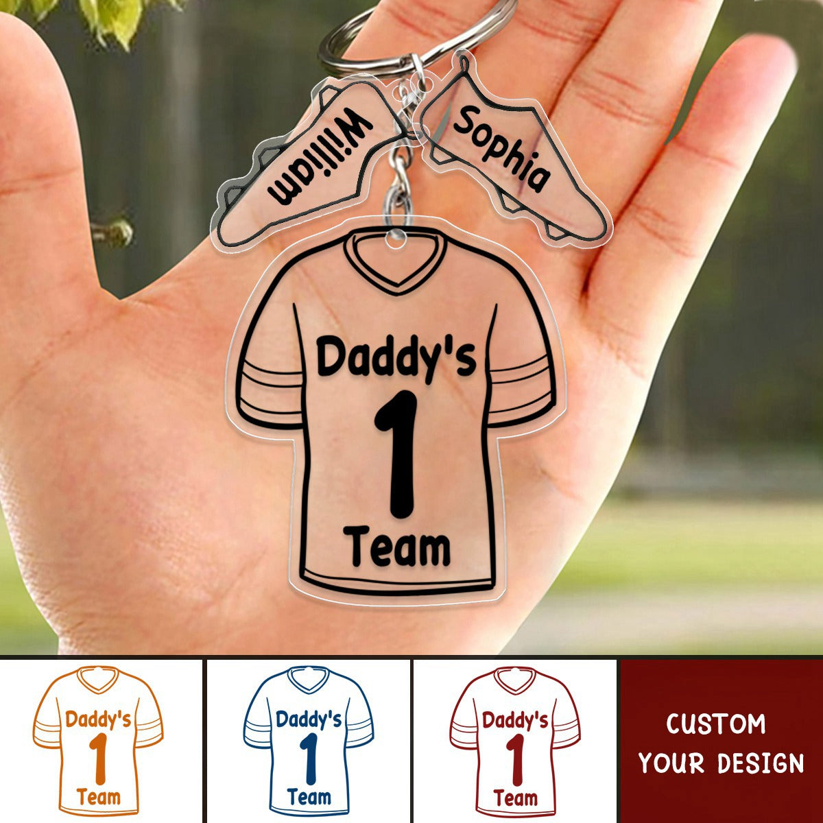 Daddy's Team - Gift For Father, Dad - Personalized Acrylic Tag Keychain