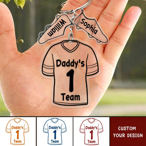 Daddy's Team - Gift For Father, Dad - Personalized Acrylic Tag Keychain