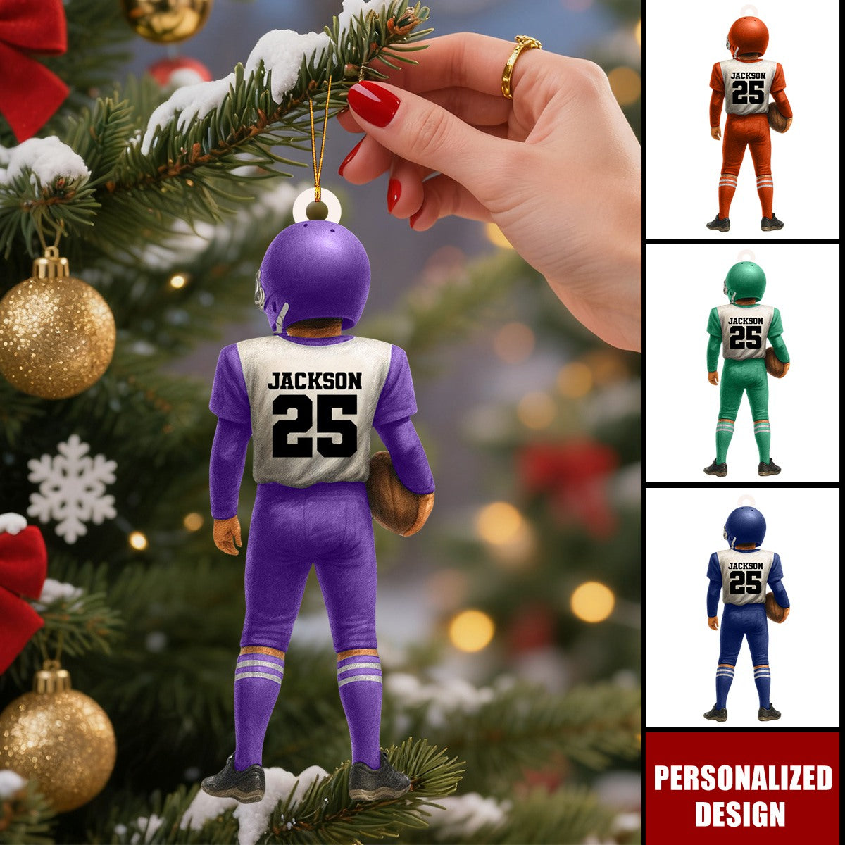 Personalized Kid Football American Christmas Ornament Gift for Football Player