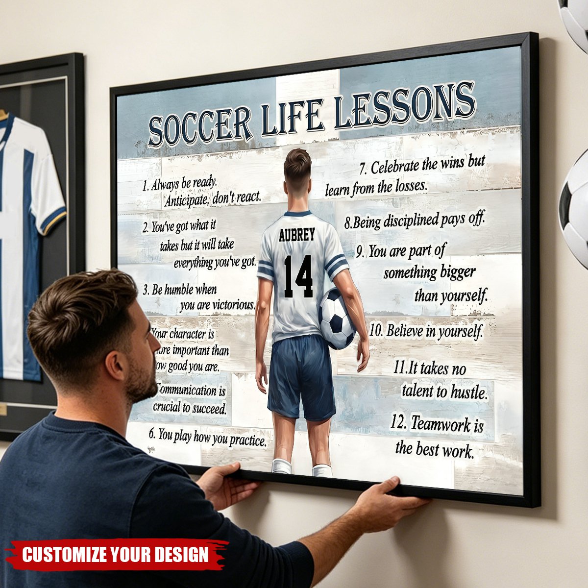 Personalized Soccer Life Lessons Poster - Inspirational Gift for Young Football Athletes & Sports Families