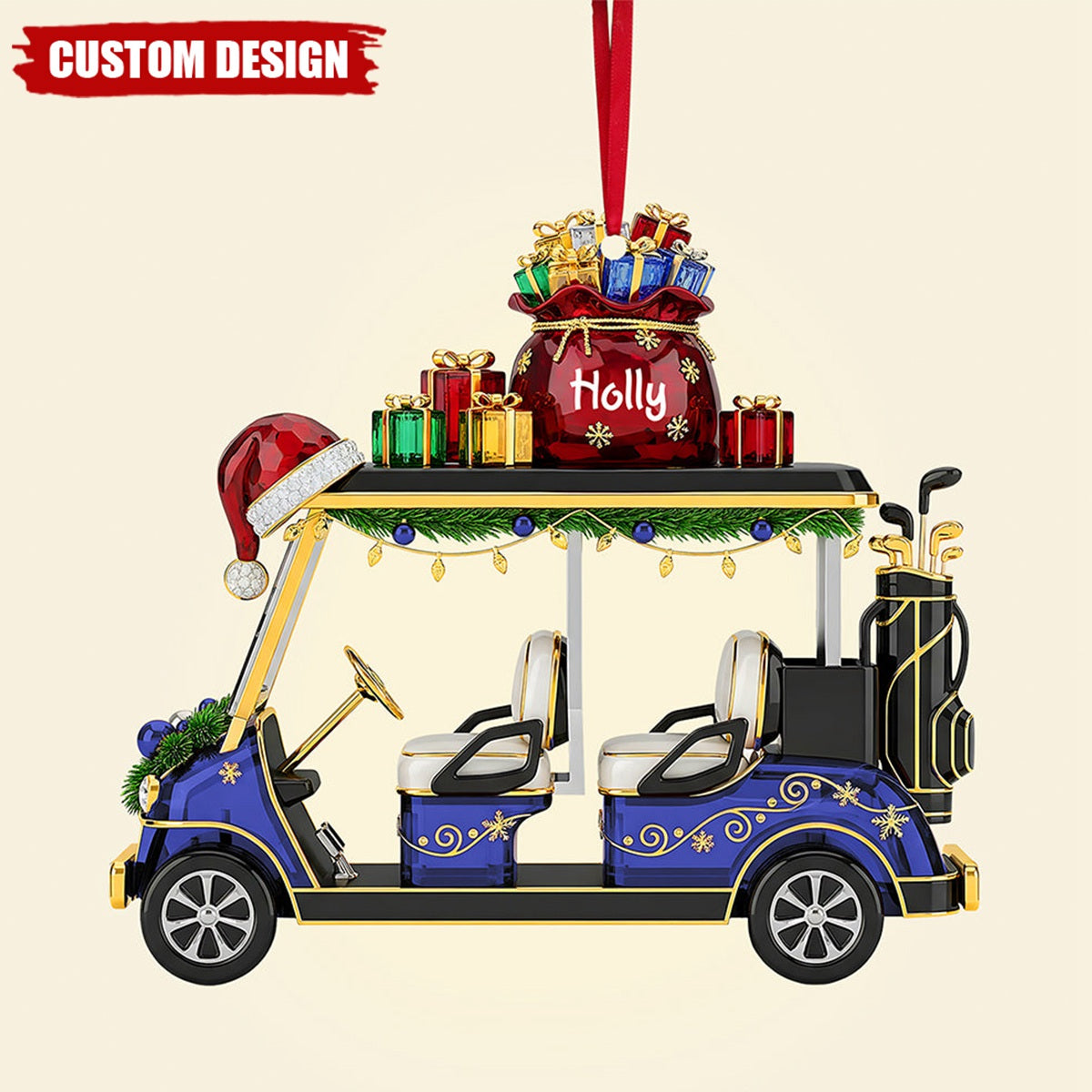 Golf Cart Ornament - Personalized Gifts For Golf Lovers