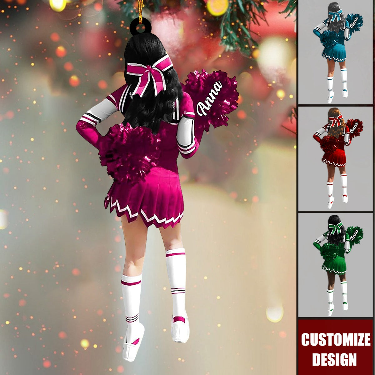 Personalized Cheerleading Pom pom Girl Christmas Ornaments - 2025 New Release