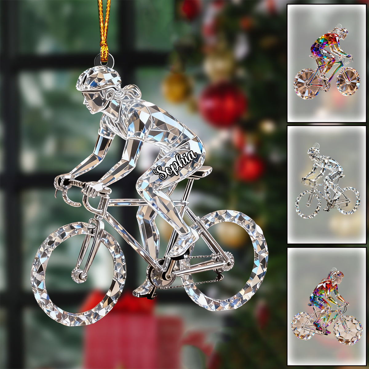 Personalized Bicycle Crystal Christmas Ornament - Gift for Cycling Enthusiast And Cyclist