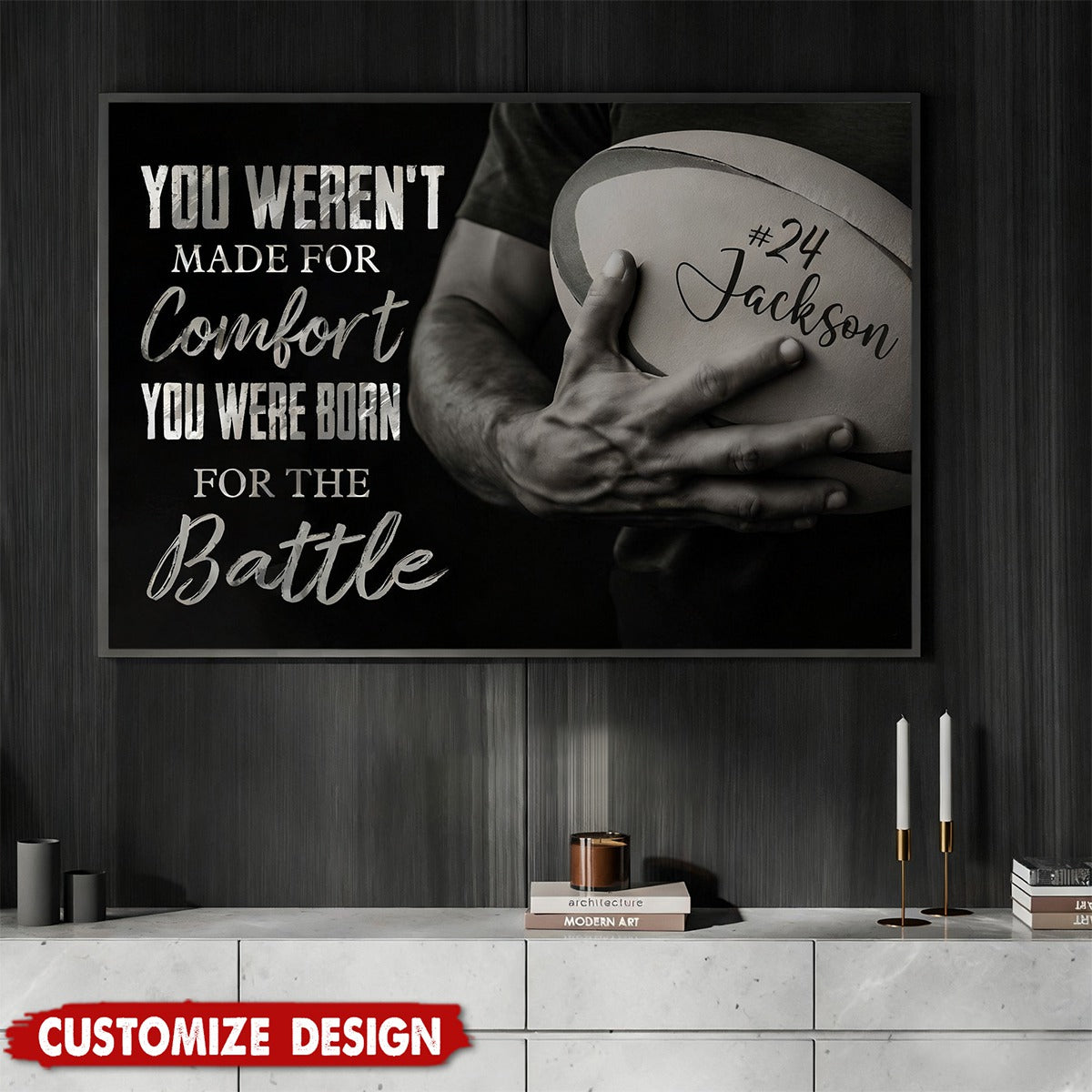 Motivational Personalized Rugby Man Canvas Painting, You Were Born For The Battle Wall Art Decor, Poster Gift For Rugby Lovers