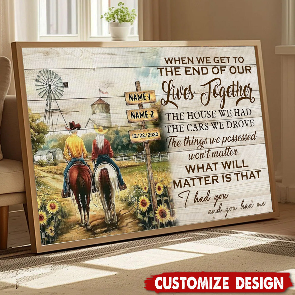 When We Get To The End Of Our Lives Together-Personalized Vintage Couple Cowboy & Cowgir Poster-Gift For Rodeo-Loving Couple