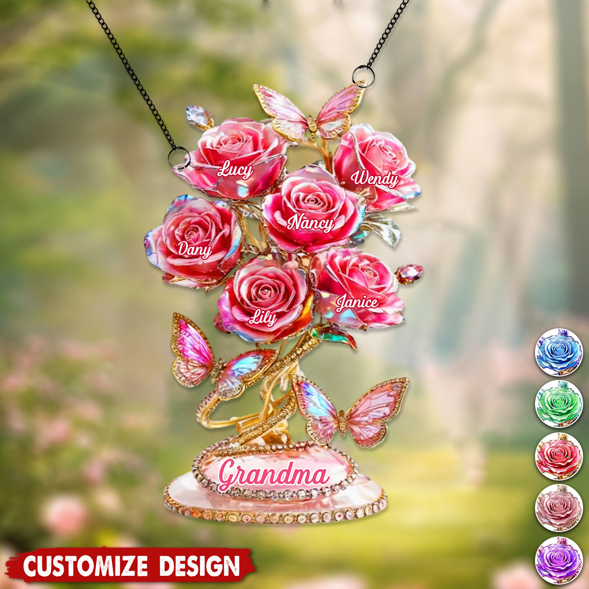 Each Rose Holds A Piece Of Your Heart - Personalized Suncatcher - Mother's Day