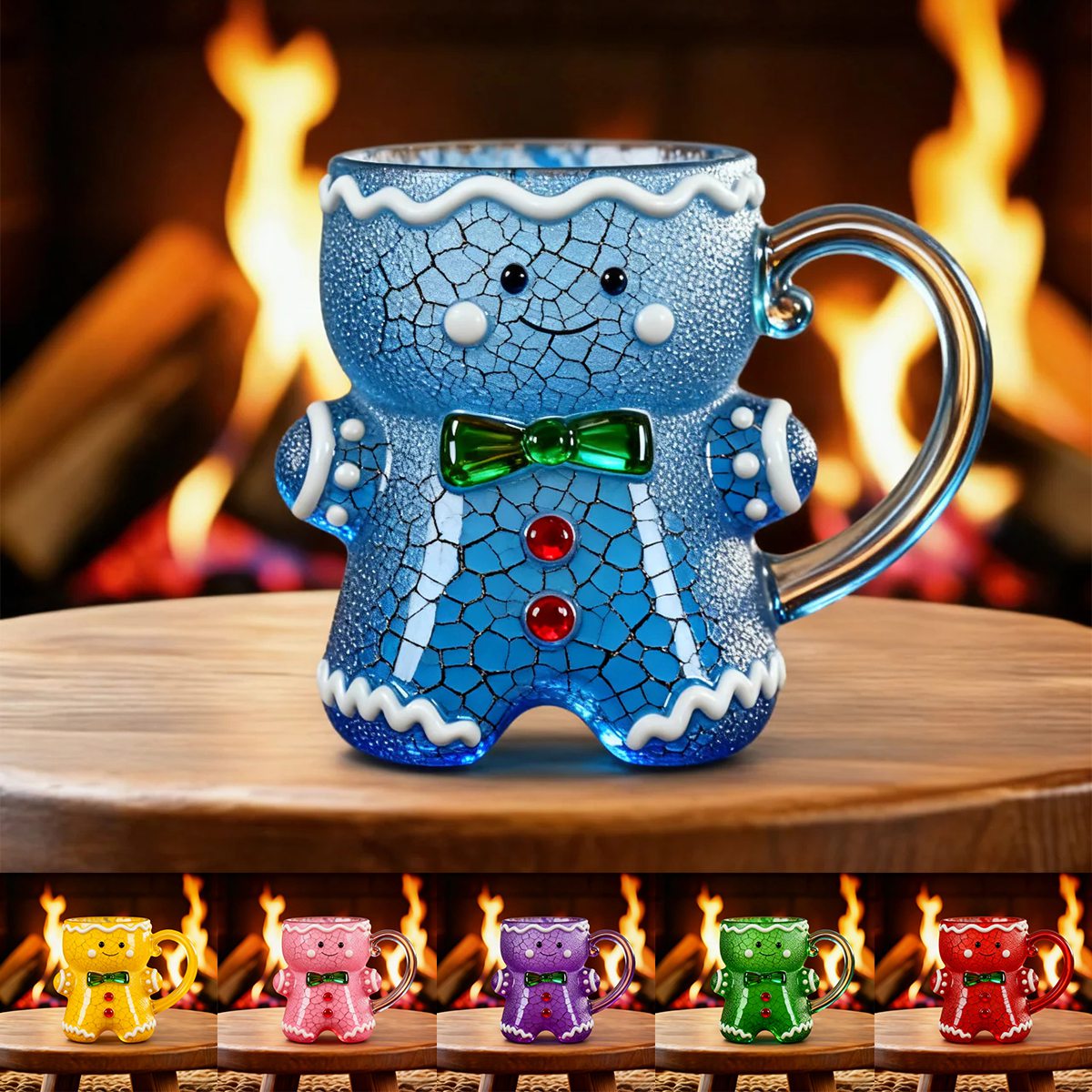 Gingerbread Man Colored Glass Cup