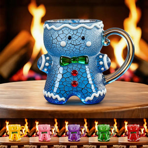 Gingerbread Man Colored Glass Cup