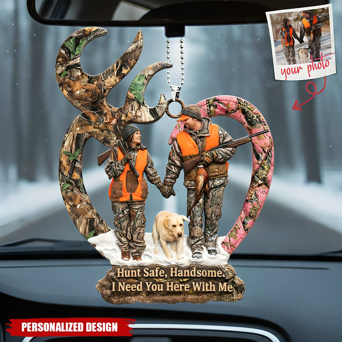 Couple Hunting-Personalized Photo Car Hanging Ornament-Gifts For Couple