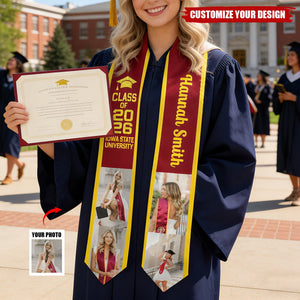 Custom Photo Graduation Stoles Personalized Class of 2026 Sash