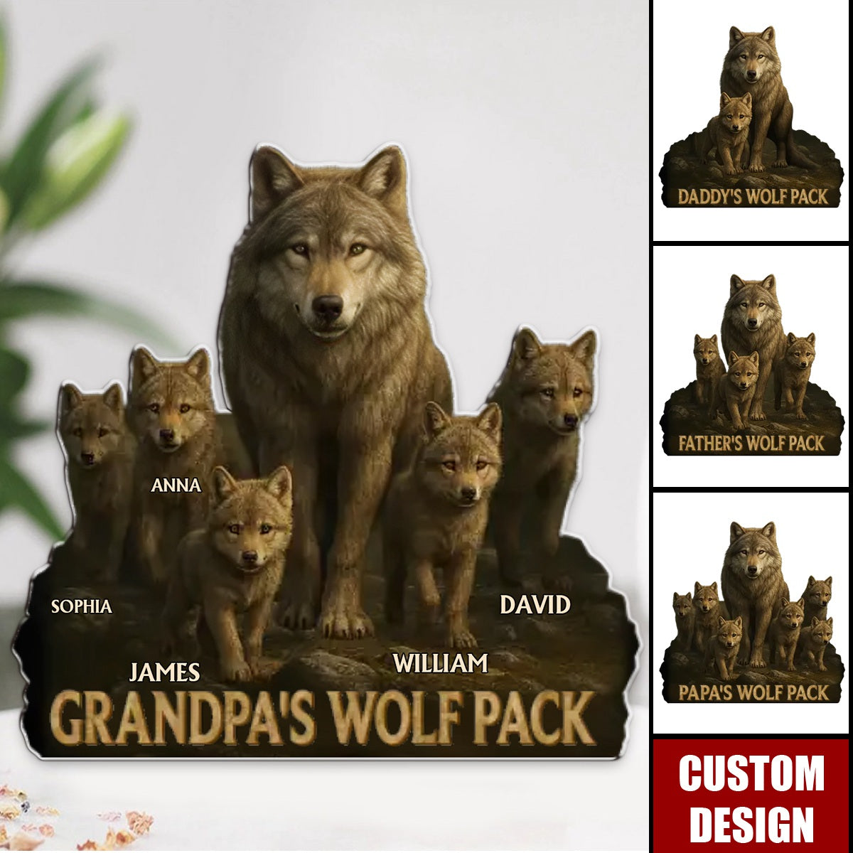 Papa Leads We Follow - Family Personalized Acrylic Plaque, Gift For Dad, Grandpa